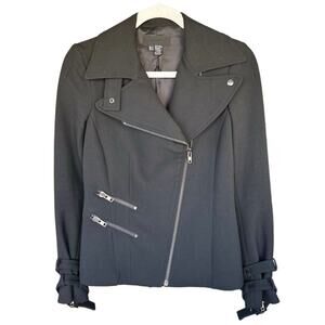 ZARA Women's Black Bomber Jacket with Asymmetrical Zipper